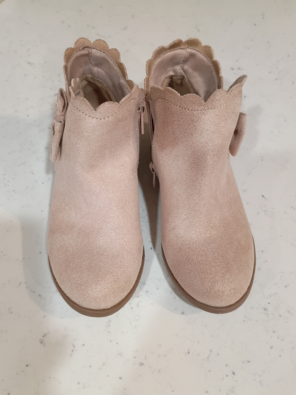 NEW Jumping Beans Ankle Boots With Bows Rose gold  Size 11 Girls - Picture 2 of 7